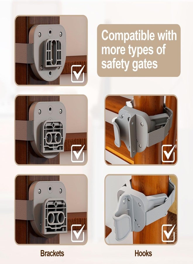 Miumoon 2-Pack No Hole Stairway Baby Gate Mounting Kit for Miumoon Retractable Gate, No‑Drill Retractable Baby Gates Part Fit 1.9"–3.74" Round & 2.76"–3.74" Square Posts,Retractable Stair Gates for Miumoon - Image 3